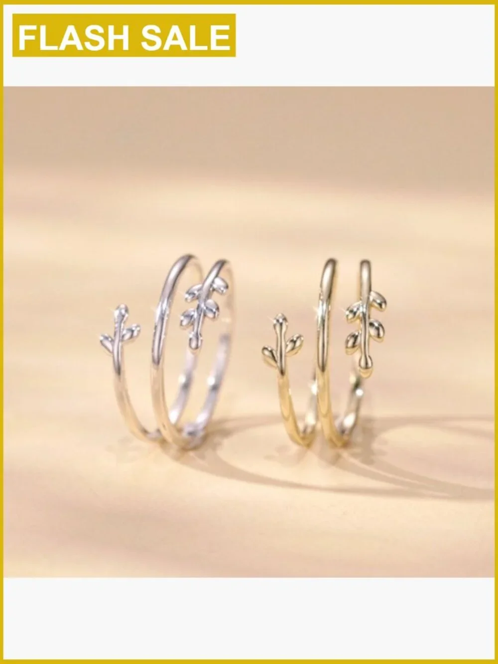 Adjustable Multi-layer Leaf Statement Ring Silver Fine Jewelry